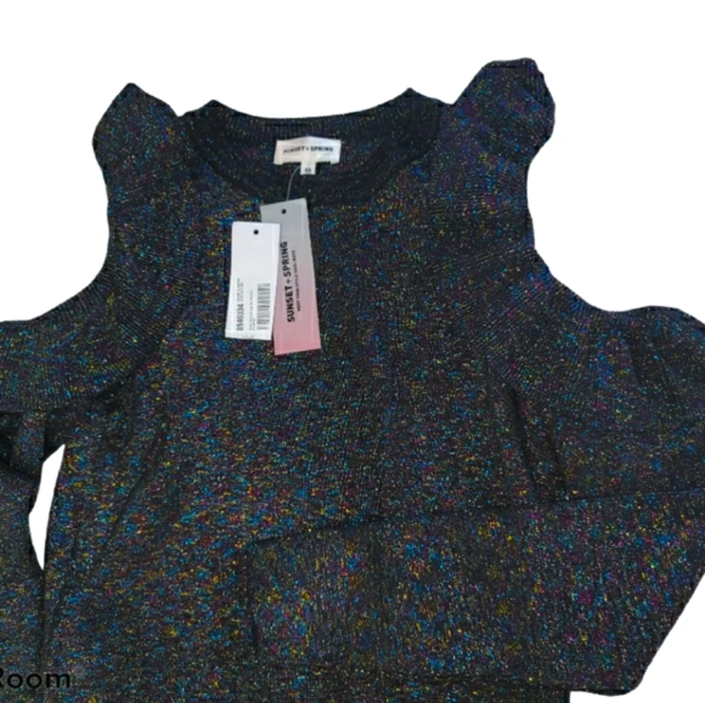 Sunset & Spring Black Metallic Ruffled Sweater - Picture 3 of 6